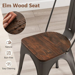 Dining Chairs Set Of 4 Stackable Kitchen Side Chairs-Gun Metal - thumbnail 3