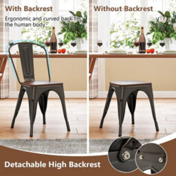 Dining Chairs Set Of 4 Stackable Kitchen Side Chairs-Gun Metal - thumbnail 5