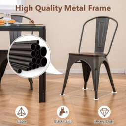 Dining Chairs Set Of 4 Stackable Kitchen Side Chairs-Gun Metal - thumbnail 4