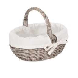 Red Hamper C107W Wicker Small Lined Antique Wash Bathroom Shopping Basket - thumbnail 1