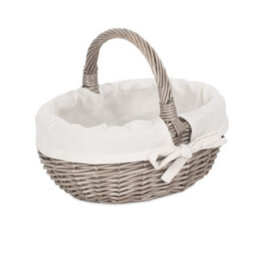 Red Hamper C107W Wicker Small Lined Antique Wash Bathroom Shopping Basket - thumbnail 3