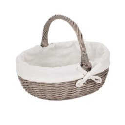 Red Hamper C107W Wicker Small Lined Antique Wash Bathroom Shopping Basket - thumbnail 4