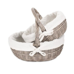 Red Hamper C107W Wicker Small Lined Antique Wash Bathroom Shopping Basket - thumbnail 6