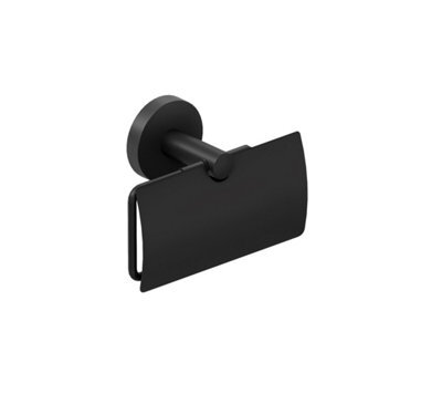Cosmic Toilet Roll Holder With Cover, Matt Black, Hidden Fixings, Anti-Corrosion, Start Collection - image 1