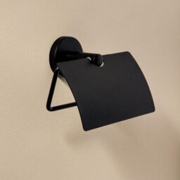 Cosmic Toilet Roll Holder With Cover, Matt Black, Hidden Fixings, Anti-Corrosion, Start Collection - thumbnail 4