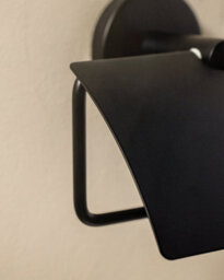 Cosmic Toilet Roll Holder With Cover, Matt Black, Hidden Fixings, Anti-Corrosion, Start Collection - thumbnail 2