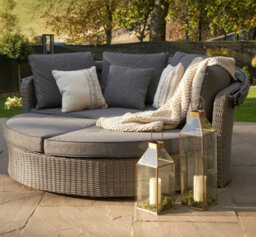 Pacific Lifestyle Outdoor Rattan Round Sofa Slate Grey Bermuda Day Bed - thumbnail 2