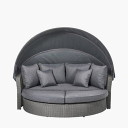 Pacific Lifestyle Outdoor Rattan Round Sofa Slate Grey Bermuda Day Bed - thumbnail 5