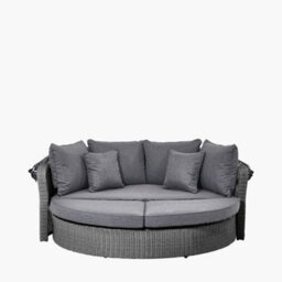 Pacific Lifestyle Outdoor Rattan Round Sofa Slate Grey Bermuda Day Bed - thumbnail 4