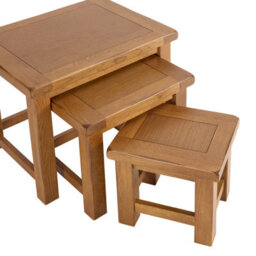 The Furniture Market Rustic Oak Nest Of Side Table Set - thumbnail 8