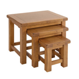The Furniture Market Rustic Oak Nest Of Side Table Set - thumbnail 6