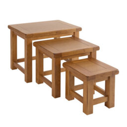The Furniture Market Rustic Oak Nest Of Side Table Set - thumbnail 7