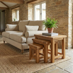 The Furniture Market Rustic Oak Nest Of Side Table Set - thumbnail 4