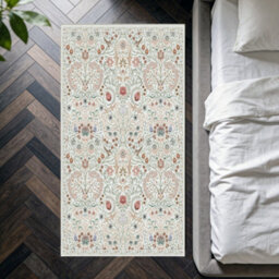 Decoranddecor Rug, Washable Rugs, Bedroom Kitchen Rugs, 80X150Cm, Non-Slip, Pet Friendly, Low Pile, Floral Rug - Astra - thumbnail 1