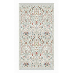 Decoranddecor Rug, Washable Rugs, Bedroom Kitchen Rugs, 80X150Cm, Non-Slip, Pet Friendly, Low Pile, Floral Rug - Astra - thumbnail 3