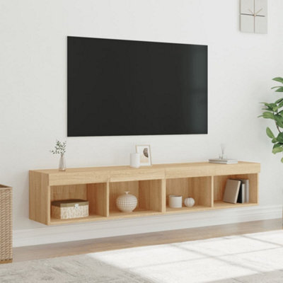 Berkfield Tv Cabinets With Led Lights 2 Pcs Sonoma Oak 80X30X30 Cm - image 1