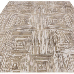 Furniturebox Uk Iona Beige Textured Squares Pattern Rug 160X230 - thumbnail 5
