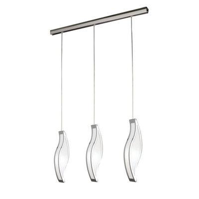Luminosa Lighting Luminosa Sintesys Linear Pendant 3 Drop E27 3 Light E27 Bar, Polished Chrome/white Acrylic, Cfl Lamps Included - image 1