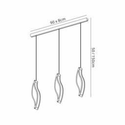 Luminosa Lighting Luminosa Sintesys Linear Pendant 3 Drop E27 3 Light E27 Bar, Polished Chrome/white Acrylic, Cfl Lamps Included - thumbnail 6