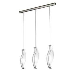 Luminosa Lighting Luminosa Sintesys Linear Pendant 3 Drop E27 3 Light E27 Bar, Polished Chrome/white Acrylic, Cfl Lamps Included