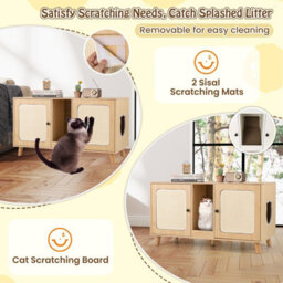 Costway Cat Litter Box Enclosure Hidden Cat Washroom Furniture-Natural - thumbnail 8