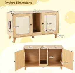 Costway Cat Litter Box Enclosure Hidden Cat Washroom Furniture-Natural - thumbnail 2