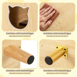 Costway Cat Litter Box Enclosure Hidden Cat Washroom Furniture-Natural - thumbnail 4