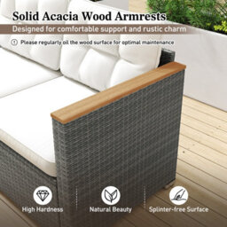 Costway 3-Seat Patio Couch Sofa Pe Rattan Wicker Outdoor Loveseat Furniture Set - thumbnail 7