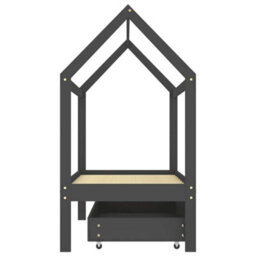 Vidaxl Kids Bed Frame With A Drawer Dark Grey Solid Pine Wood 70X140Cm - thumbnail 4