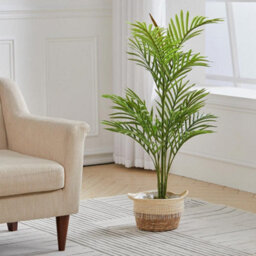 Living And Home Artificial Plant House Plant Indoor Decorative Plant Fake Palm Tree In Black Pot 110 Cm - thumbnail 2