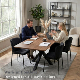 Evre Black Velvet Dining Chairs Set Of 2 With Metal Frame For Kitchen, Living Room & Bedroom - thumbnail 5
