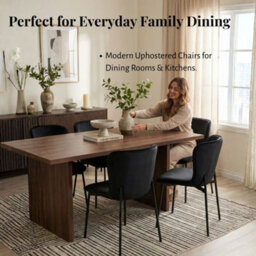 Evre Black Velvet Dining Chairs Set Of 2 With Metal Frame For Kitchen, Living Room & Bedroom - thumbnail 9