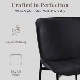 Evre Black Velvet Dining Chairs Set Of 2 With Metal Frame For Kitchen, Living Room & Bedroom - thumbnail 7