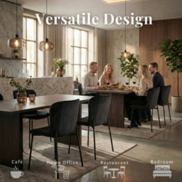 Evre Black Velvet Dining Chairs Set Of 2 With Metal Frame For Kitchen, Living Room & Bedroom - thumbnail 8