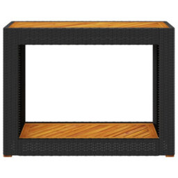 Berkfield Garden Side Table With Wooden Top Black 100X40X75 Cm Poly Rattan - thumbnail 6