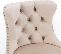 HomeTouch Set Of 2 Luxury Beige Velvet Swivel Bar Stools - thumbnail 6