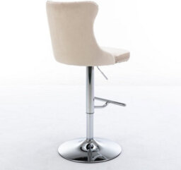 HomeTouch Set Of 2 Luxury Beige Velvet Swivel Bar Stools - thumbnail 4