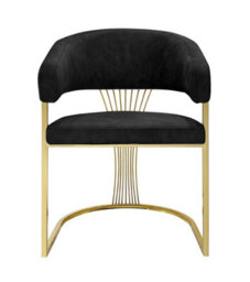 Stratus Interiors Prado Luxury Dining Chair Cream Leather With Gold Frame - Armless Comfy Kitchen Dining Chair 86X51.5X60Cm