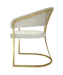 Stratus Interiors Prado Luxury Dining Chair Cream Leather With Gold Frame - Armless Comfy Kitchen Dining Chair 86X51.5X60Cm - thumbnail 6