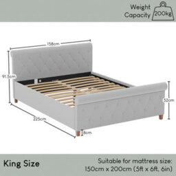 Lassic Vida Designs Vittorio Ukfr King Size Bed, Light Grey Linen - thumbnail 3
