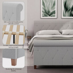 Lassic Vida Designs Vittorio Ukfr King Size Bed, Light Grey Linen - thumbnail 8