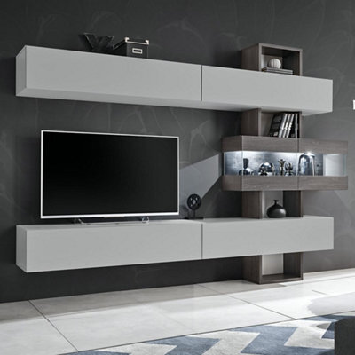 "Arte Tokyo Entertainment Unit For Tvs Up To 50"" - Grey Matt And Graphite Oak With Led" - image 1