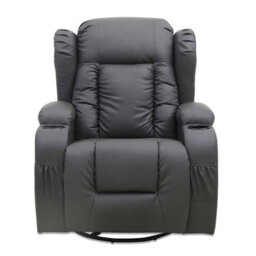 SquareBoxx Soho 10 In 1 Recliner Armchair With Swivel, Tilt Heated And Massage Functionality - Grey - thumbnail 2