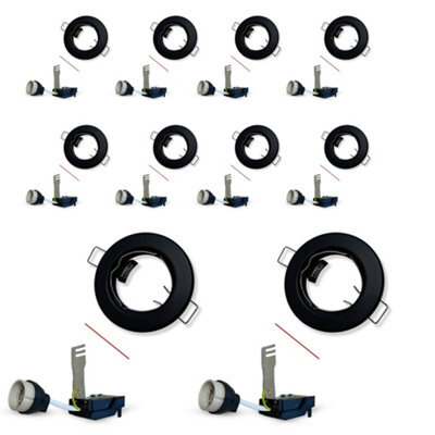 Brightex LED Brightex Pack Of 10 Gu10 Downlights Holder Round Recessed Ceiling Spotlight Fitting  Fire Rated Spot Light Ring  Matt Black Finish - image 1