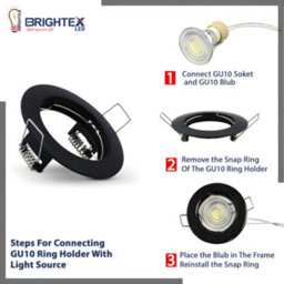 Brightex LED Brightex Pack Of 10 Gu10 Downlights Holder Round Recessed Ceiling Spotlight Fitting  Fire Rated Spot Light Ring  Matt Black Finish - thumbnail 5
