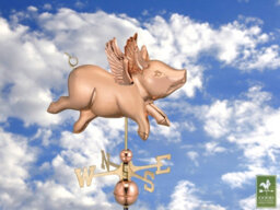 Good Directions Cottage Flying Pig Copper Weathervane - H63 X W54 X L28 Cm - thumbnail 3