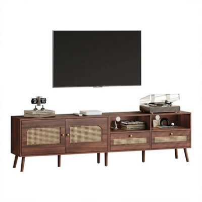 200Cm Tv Stand Cabinet 2 Rattan Drawers 2 Sliding Doors - image 1
