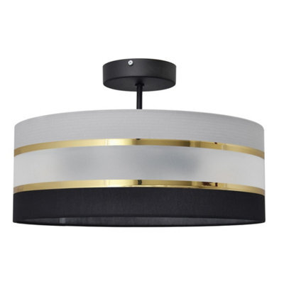 Luminosa Lighting Luminosa Helen Cylindrical Ceiling Light Black, Gold, Grey 40Cm - image 1