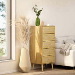 Tall Chest Of Drawers With Natural Rattan, Slim Chest Of Drawers - thumbnail 5