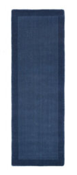 Navy Wool Rug, 25mm Thick Bordered Rug, Handmade Modern Navy Rug For Bedroom, Living Room, & Dining Room-67 X 200Cm (Runner) - thumbnail 3